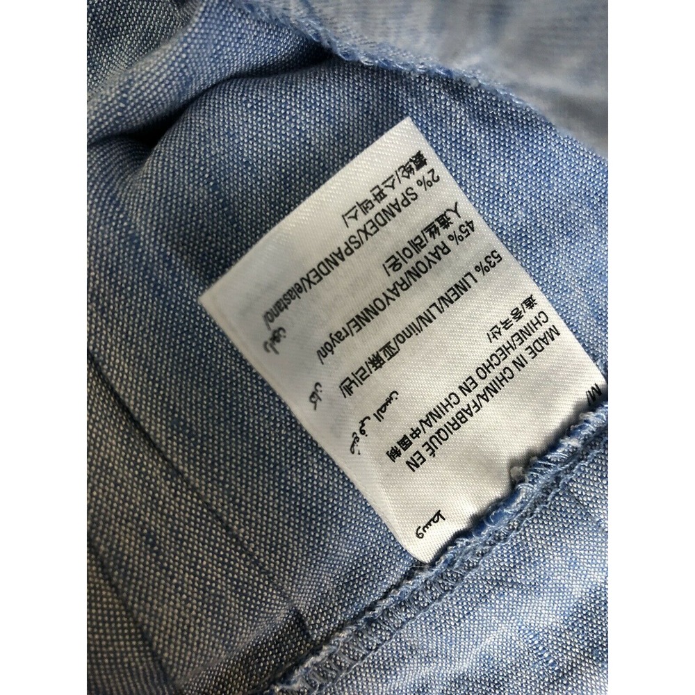 INC Women Shorts Linen Midi Paperbag Tie Waist Chambray Sz Medium M Blue - Picture 9 of 9